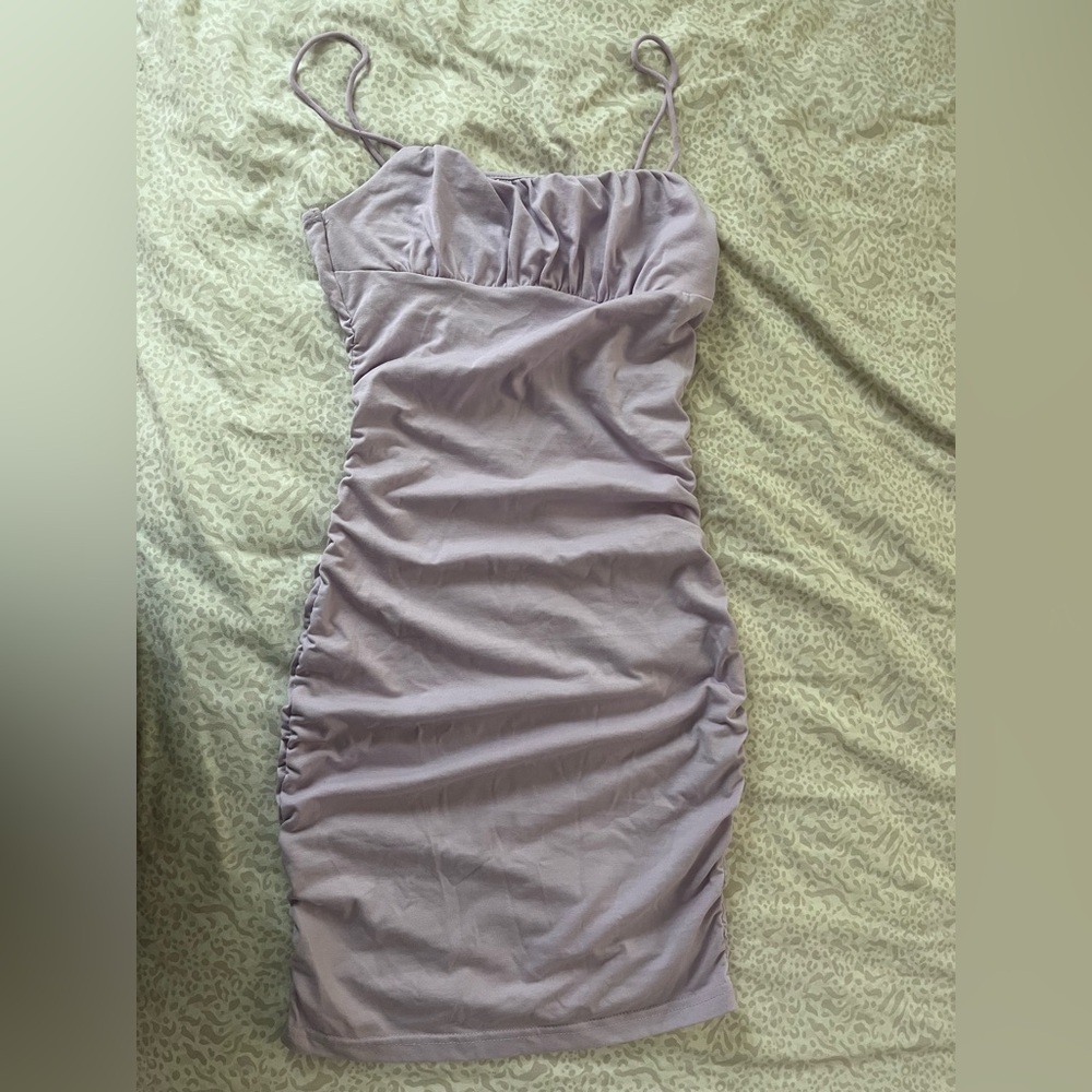 SHEIN Lavender Mini Dress with Ruched Design